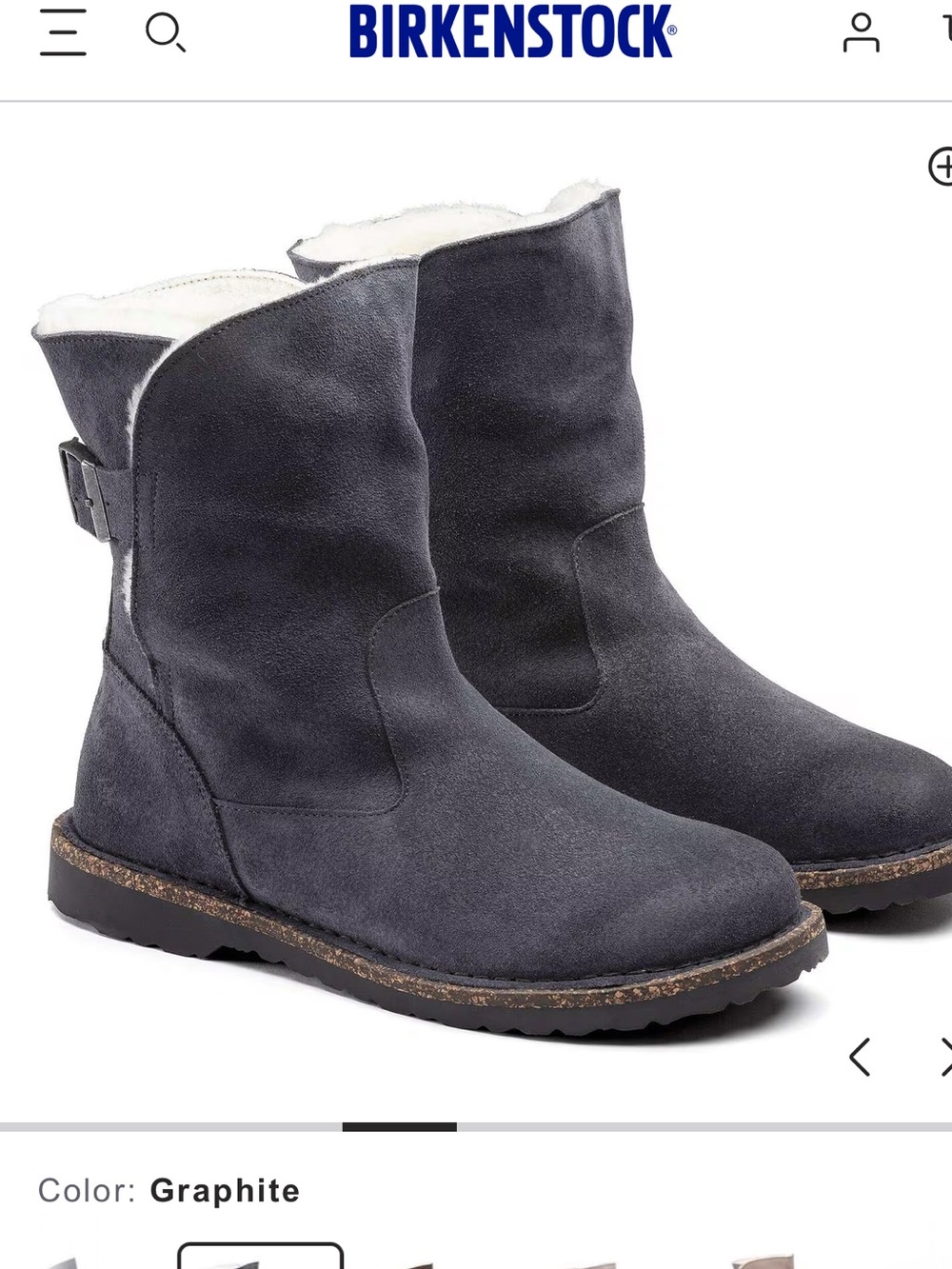 Birkenstock Uppsala Shearling Suede Winter Boots in Graphite Gray.$200 - Picture 2 of 10